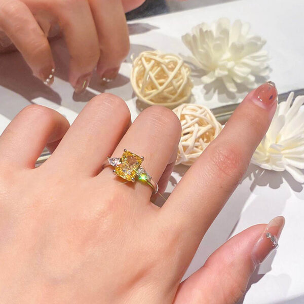 Rectangular Rhinestone Ring Ins Fashion Love Rings - Image 5