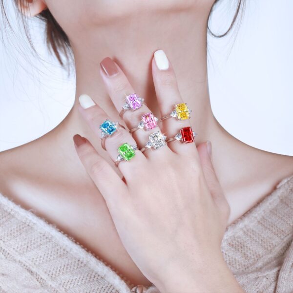 Rectangular Rhinestone Ring Ins Fashion Love Rings - Image 3