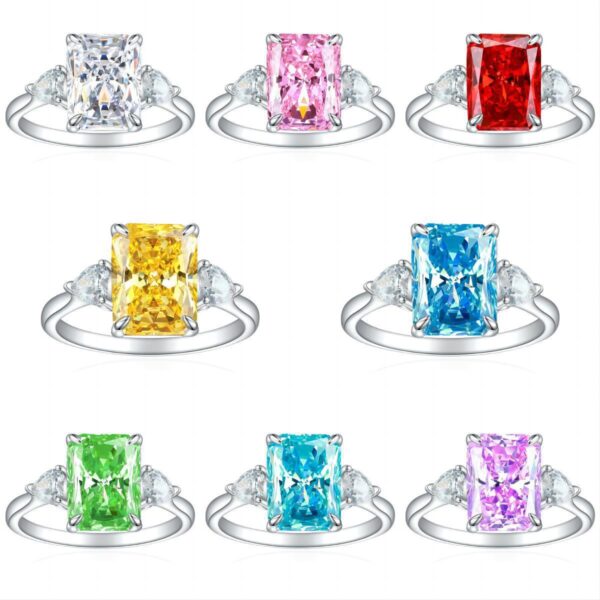 Rectangular Rhinestone Ring Ins Fashion Love Rings - Image 9